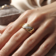 Anello - 18 carati Oro bianco, Oro giallo - 0.03ct. tw. Diamante (Naturale) - Made in Italy - Handmade