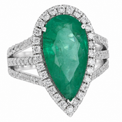 Anello - 18 carati Oro bianco - 5.20ct. tw. Smeraldo - Diamante