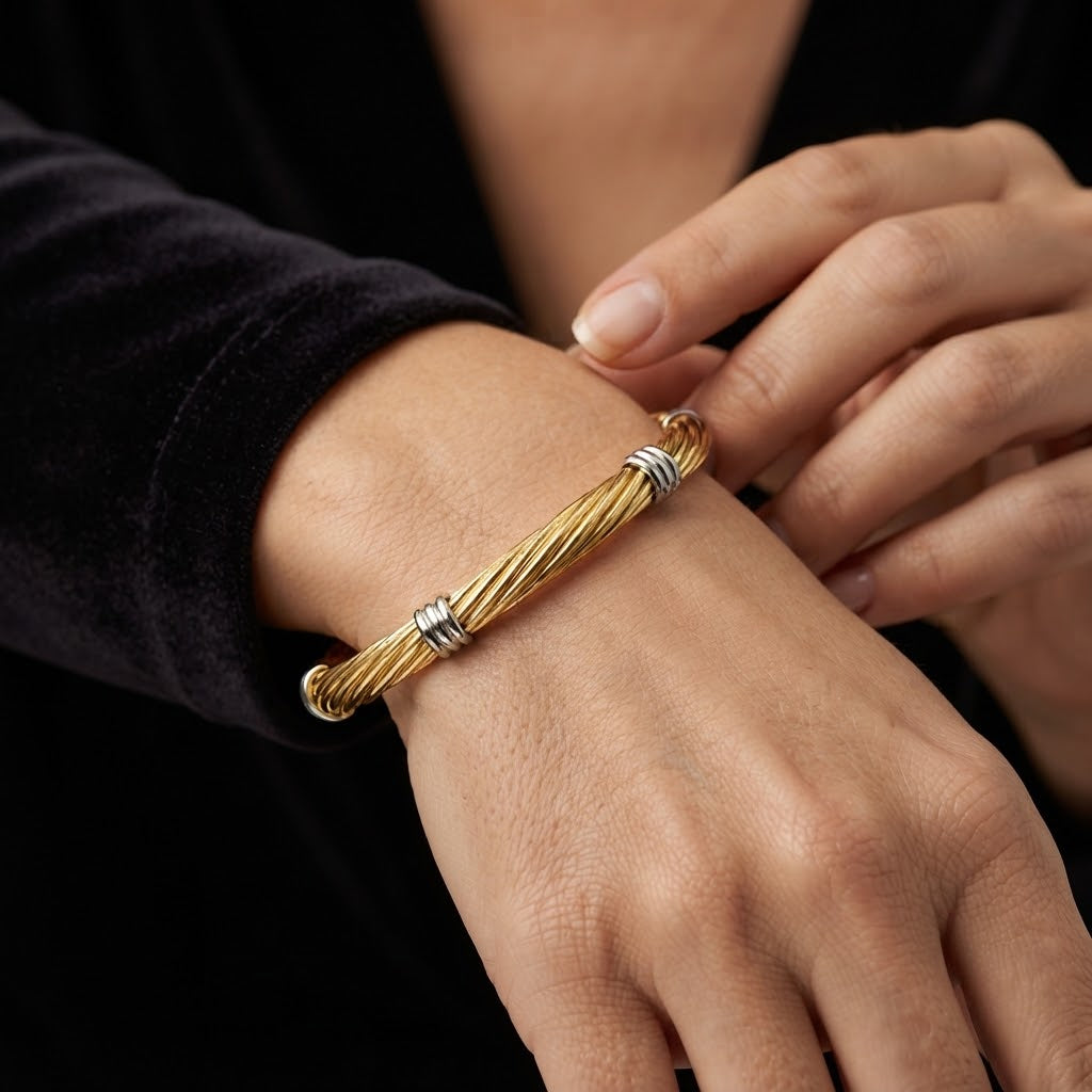 Bracciale - 18 carati Oro giallo, Oro bianco - Made in Italy - Handmade