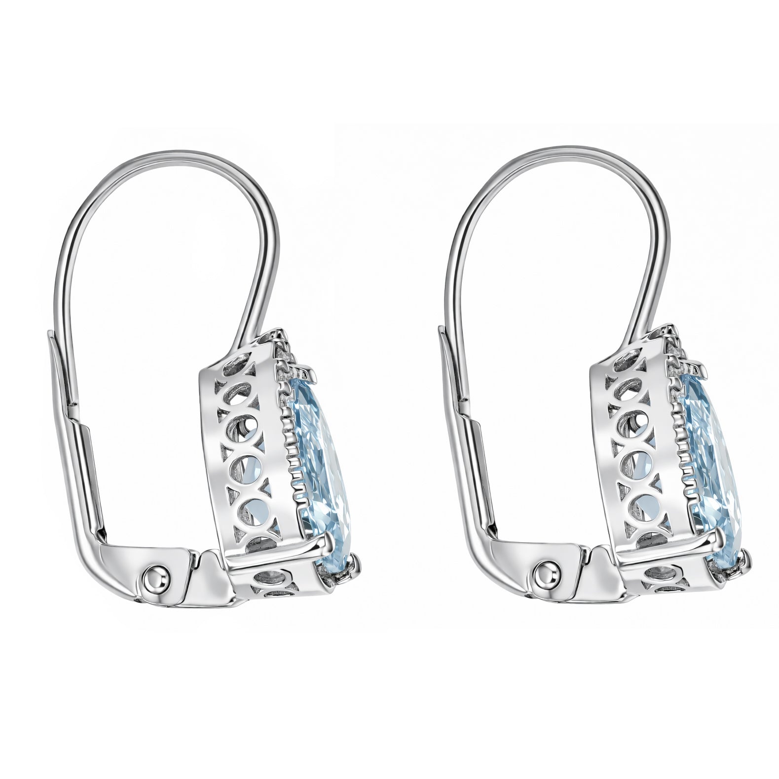 Orecchini - 18 carati Oro bianco - 2.28ct. tw. Acquamarina - Diamante