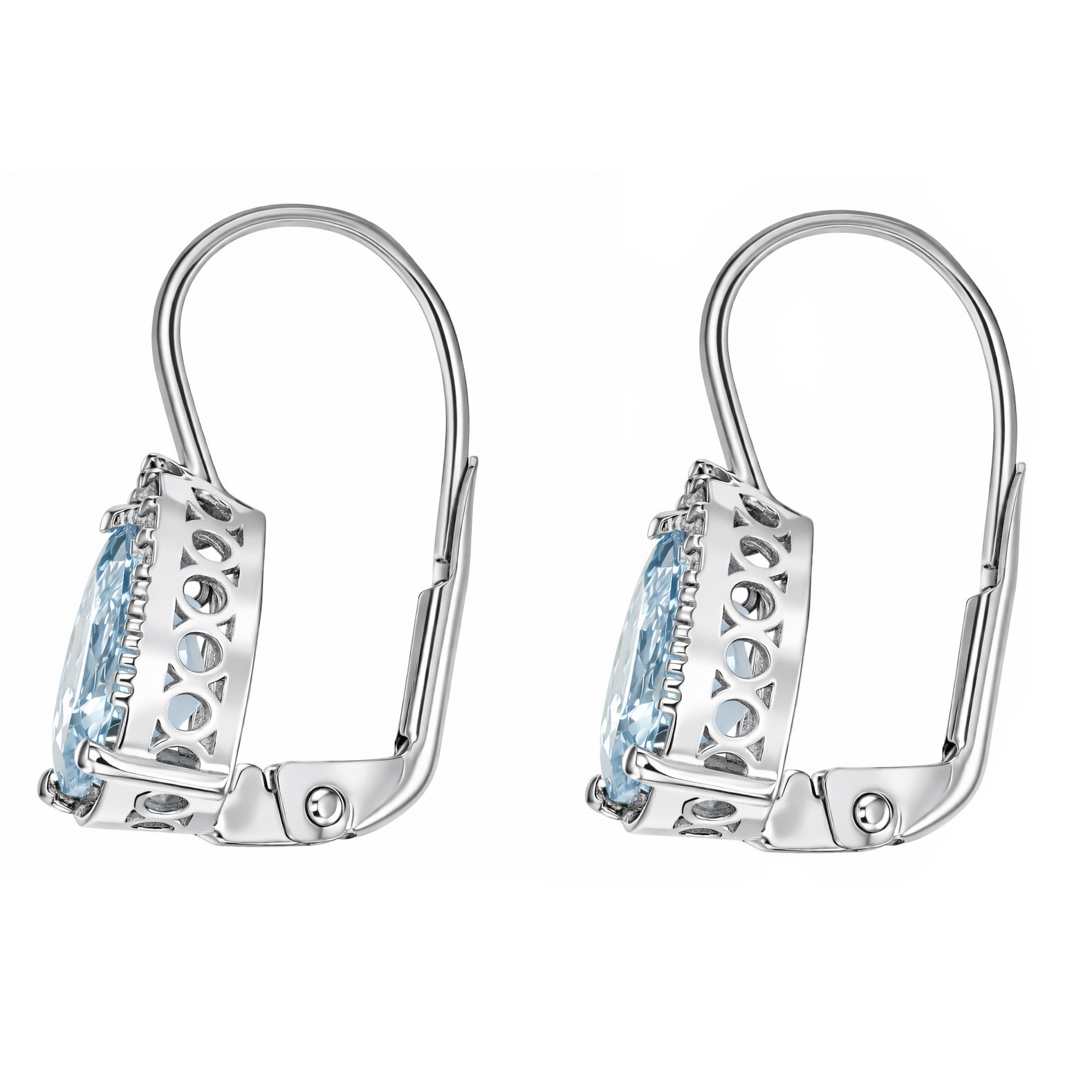 Orecchini - 18 carati Oro bianco - 2.28ct. tw. Acquamarina - Diamante
