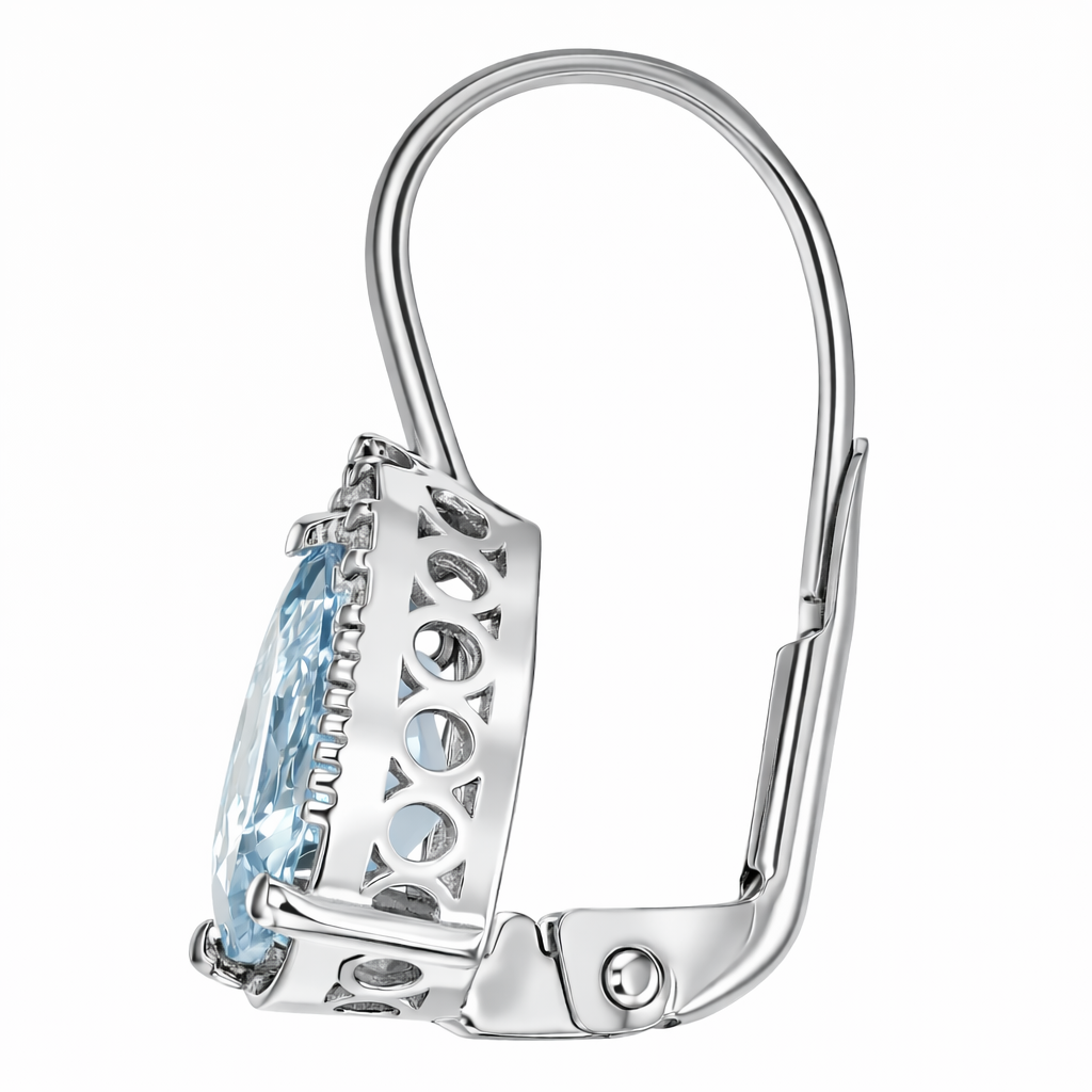 Orecchini - 18 carati Oro bianco - 2.28ct. tw. Acquamarina - Diamante