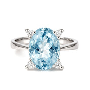 Anello - 18 carati Oro bianco Acquamarina - Diamante