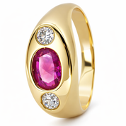 Anello - 18 carati Oro giallo - 0.97ct. tw. Rubino - Diamante