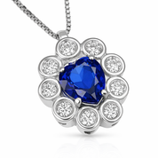Collana con ciondolo - 18 carati Oro bianco - 1.06ct. tw. Zaffiro - Diamante