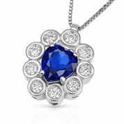 Collana con ciondolo - 18 carati Oro bianco - 1.06ct. tw. Zaffiro - Diamante