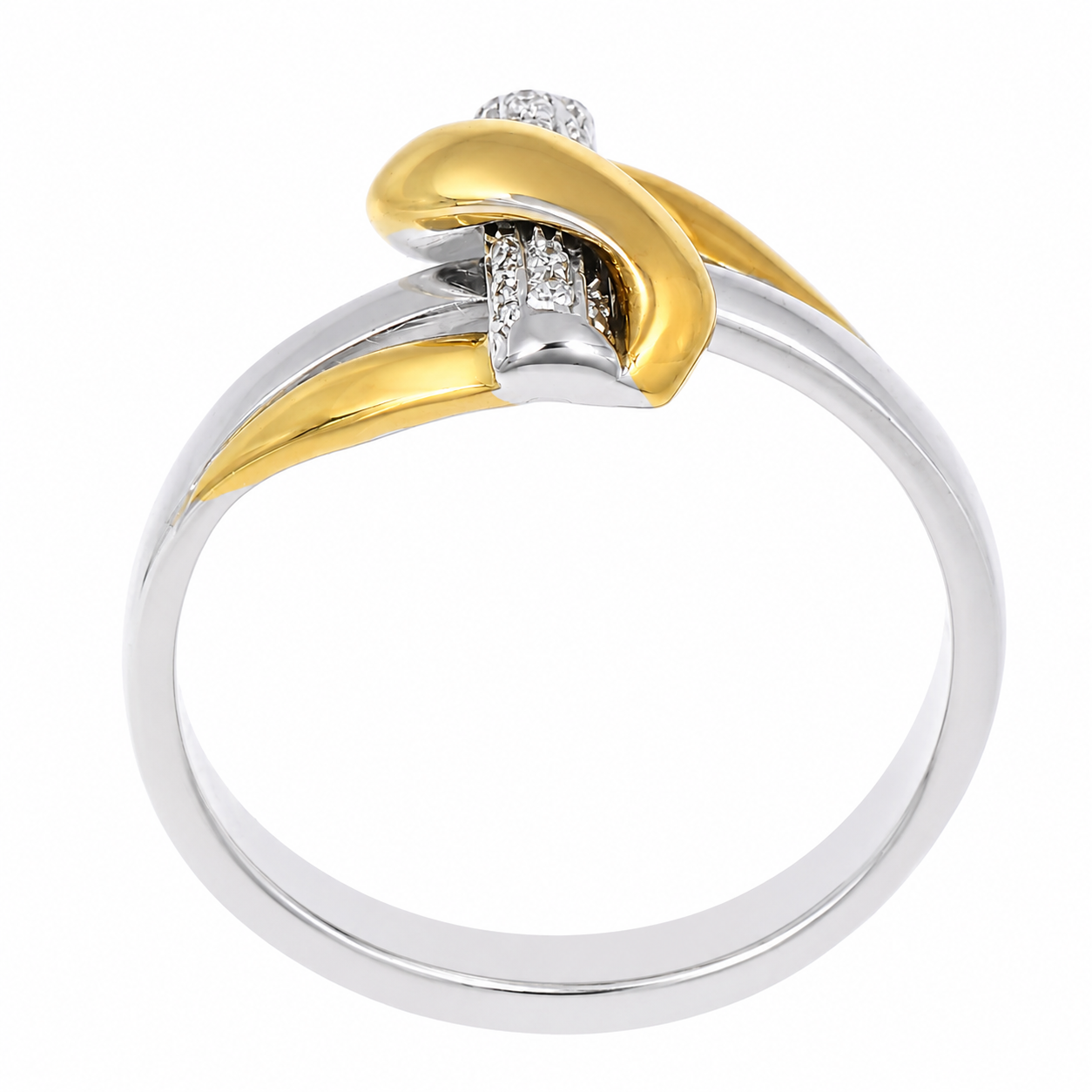 Anello - 18 carati Oro bianco, Oro giallo - 0.04ct. tw. Diamante (Naturale) - Made in Italy - Handmade