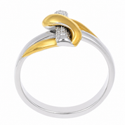 Anello - 18 carati Oro bianco, Oro giallo - 0.04ct. tw. Diamante (Naturale) - Made in Italy - Handmade