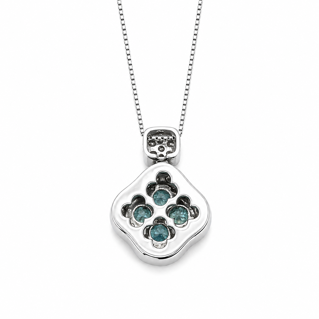 Collana con ciondolo - 18 carati Oro bianco - 1.48ct. tw. Acquamarina - Diamante