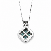 Collana con ciondolo - 18 carati Oro bianco - 1.48ct. tw. Acquamarina - Diamante