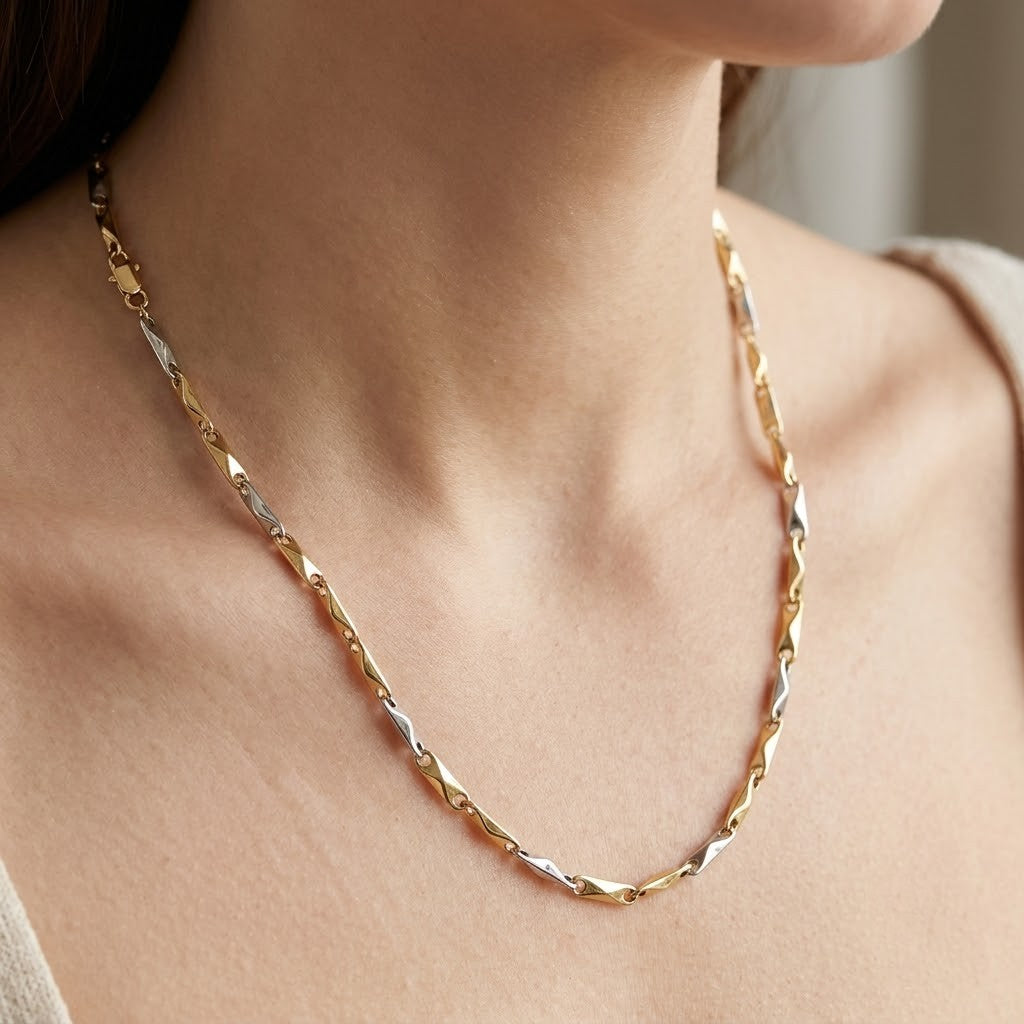 Collana - 18 carati Oro giallo, Oro bianco - Made in Italy - Handmade