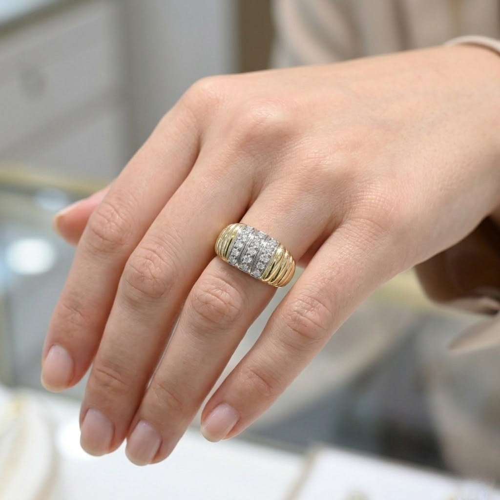 Anello - 18 carati Oro bianco, Oro giallo - 0.375ct. tw. Diamante (Naturale) - Made in Italy - Handmade