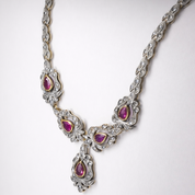 Collana - 18 carati Argento, Oro bianco - 10.13ct. tw. Rubino - Diamante
