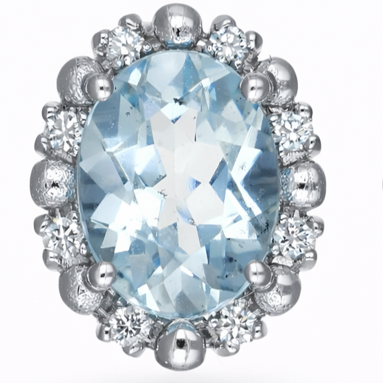 Orecchini - 18 carati Oro bianco - 2.45ct. tw. Acquamarina - Diamante