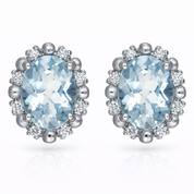 Orecchini - 18 carati Oro bianco - 2.45ct. tw. Acquamarina - Diamante