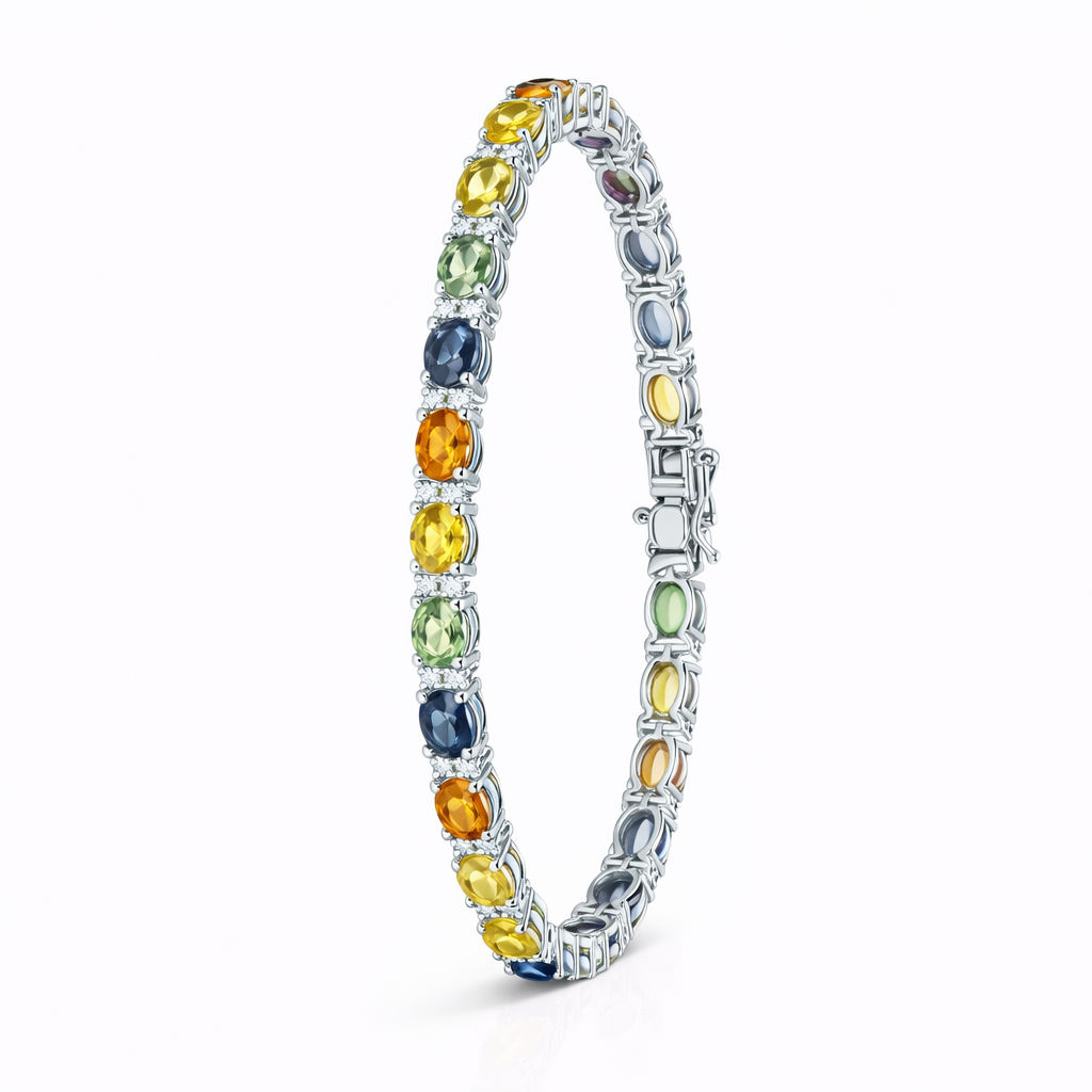 Bracciale - 18 carati Oro bianco - 12.00ct. tw. Zaffiro - Diamante