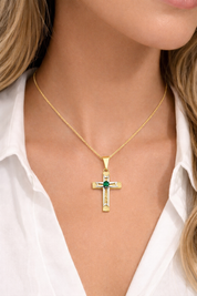 Collana con ciondolo - 18 carati Oro bianco, Oro giallo - 0.10ct. tw. Zaffiro