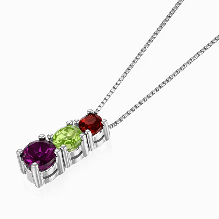 Collana con ciondolo - 18 carati Oro bianco, Granato - Ametista - Peridoto - 0.85ct. tw.