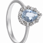 Anello - 18 carati Oro bianco - 0.83ct. tw. Acquamarina - Diamante
