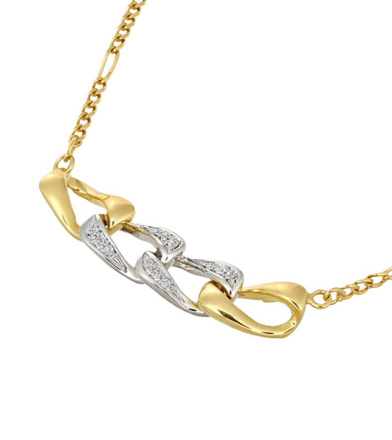 Collana - 18 carati Oro bianco, Oro giallo - 0.12ct. tw. Diamante (Naturale)