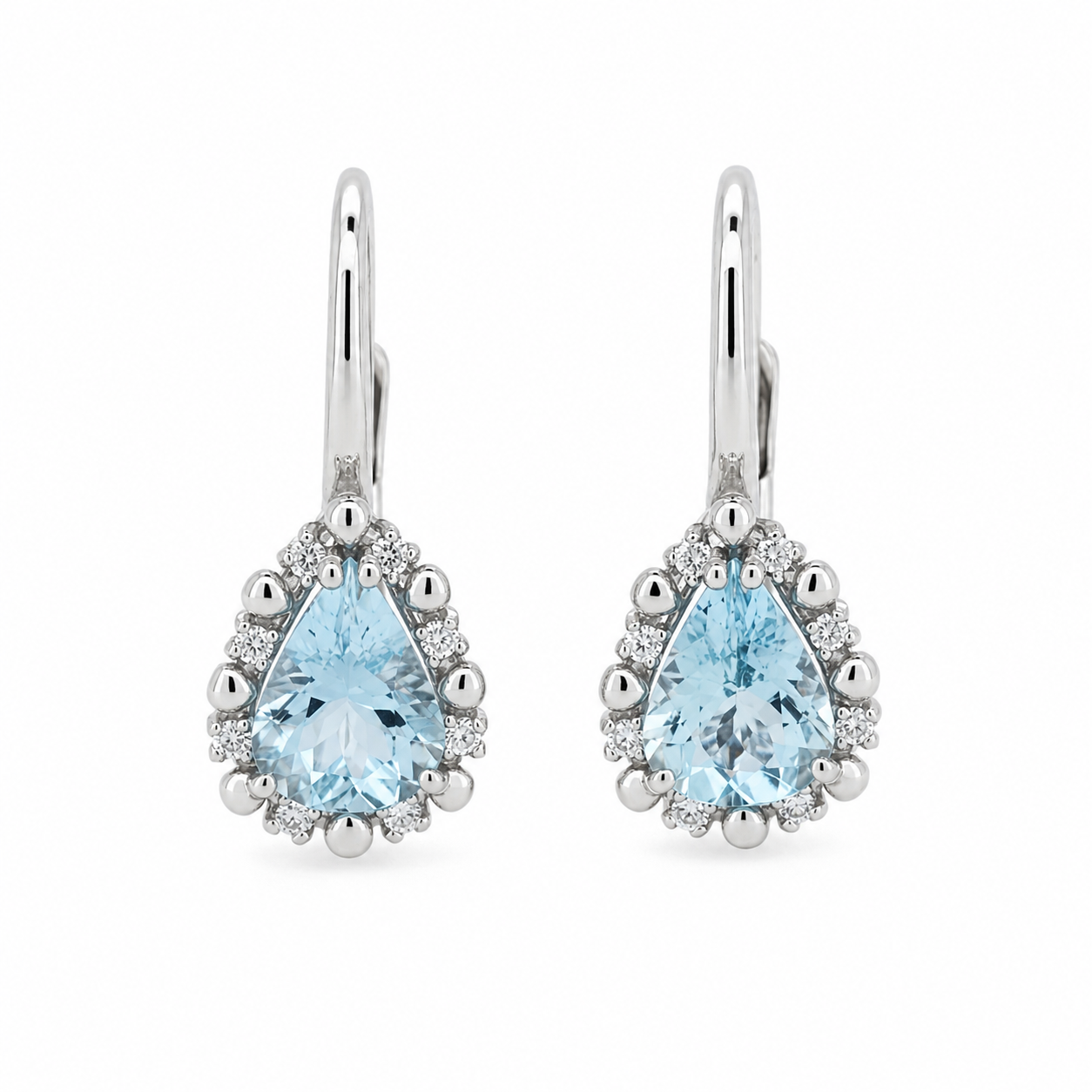 Orecchini - 18 carati Oro bianco - 1.66ct. tw. Acquamarina - Diamante