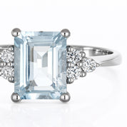 Anello - 18 carati Oro bianco - 1.365ct. tw. Acquamarina - Diamante