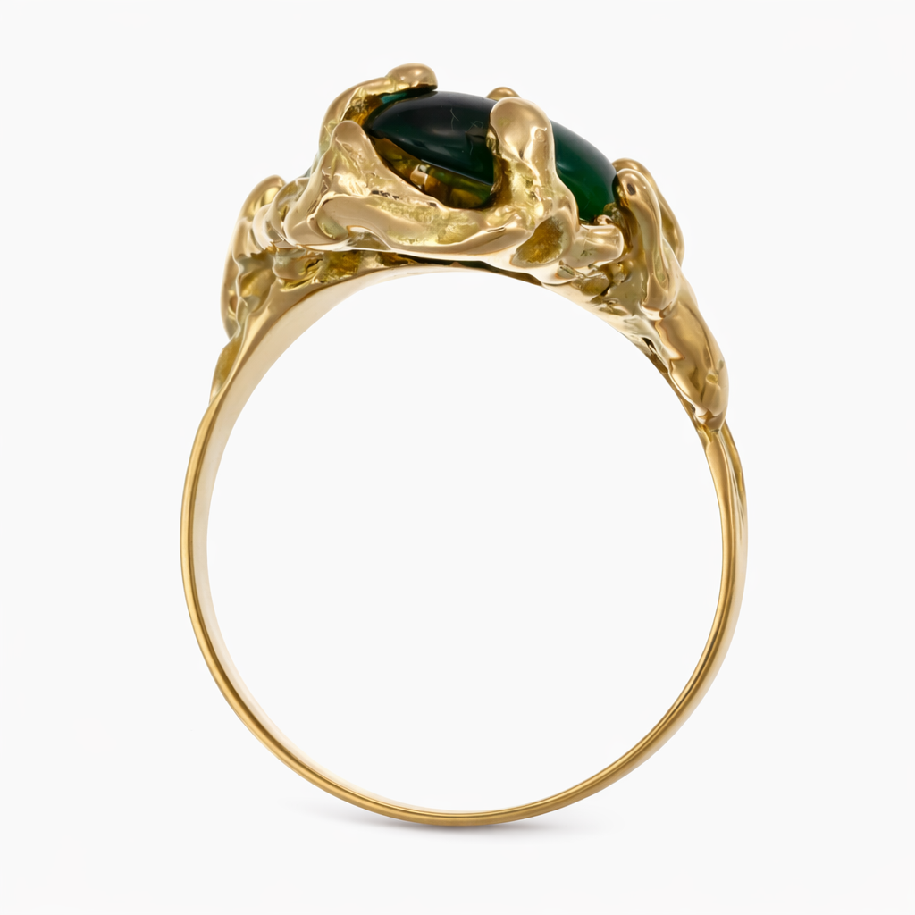 Anello - 18 carati Oro giallo - 4.00ct. tw. Giada - Agata verde