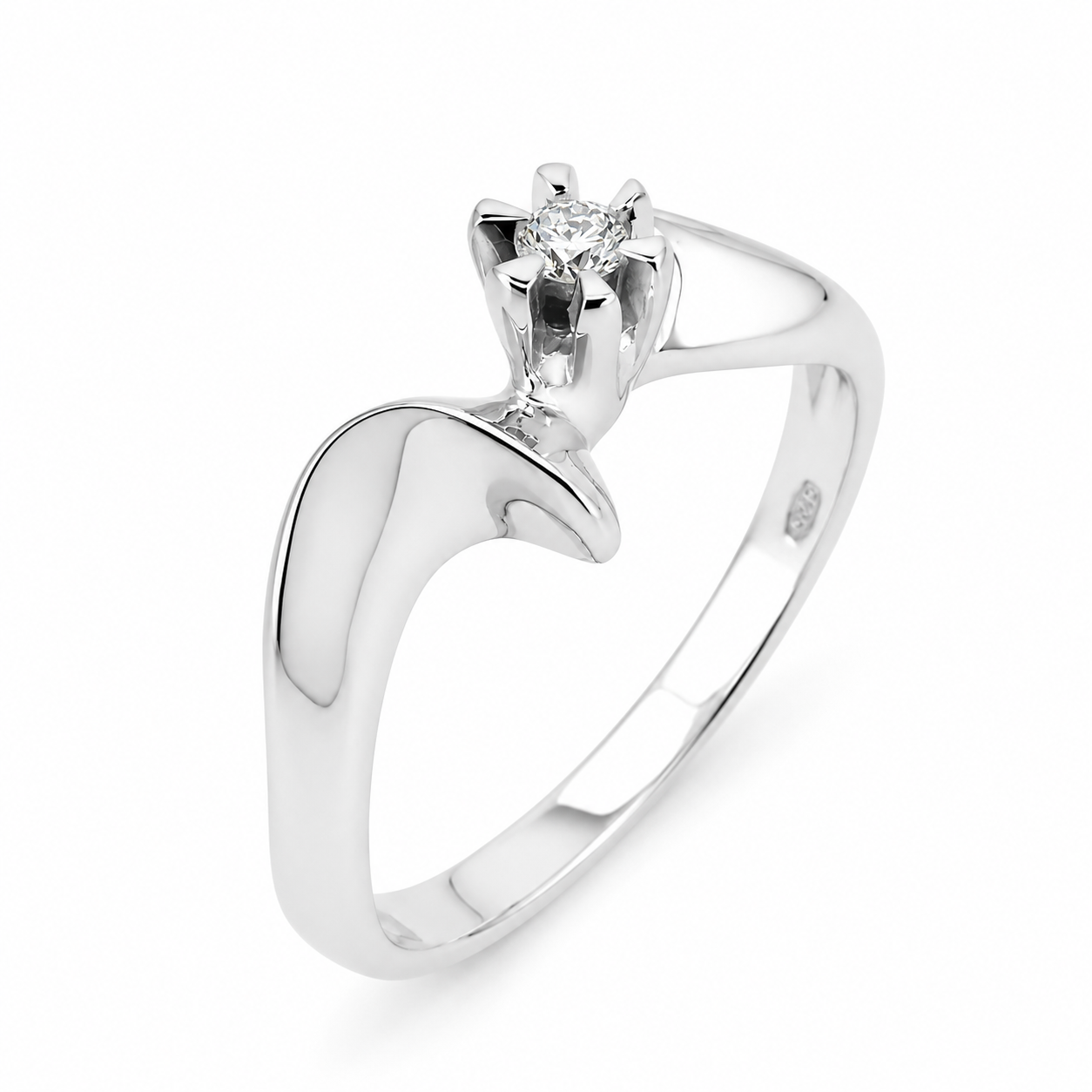 Anello - 18 carati Oro bianco - 0.05ct. tw. Diamante (Naturale) - Made in Italy - Handmade