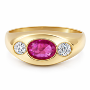 Anello - 18 carati Oro giallo - 0.97ct. tw. Rubino - Diamante