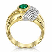 Anello - 18 carati Oro giallo, Oro bianco - 1.40ct. tw. Smeraldo - Diamante