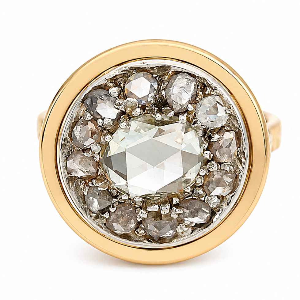 Anello - 18 carati Oro giallo, Argento - 1.80ct. tw. Diamante (Naturale) - Made in Italy - Handmade