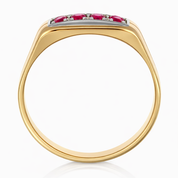 Anello - 18 carati Oro giallo, Oro bianco - 0.16ct. tw. Rubino