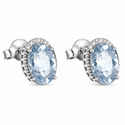 Orecchini - 18 carati Oro bianco Acquamarina - Diamante