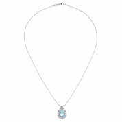 Collana con ciondolo - 18 carati Oro bianco - 0.32ct. tw. Acquamarina - Diamante