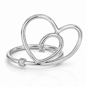 Anello - 18 carati Oro bianco - 0.01ct. tw. Diamante (Naturale)