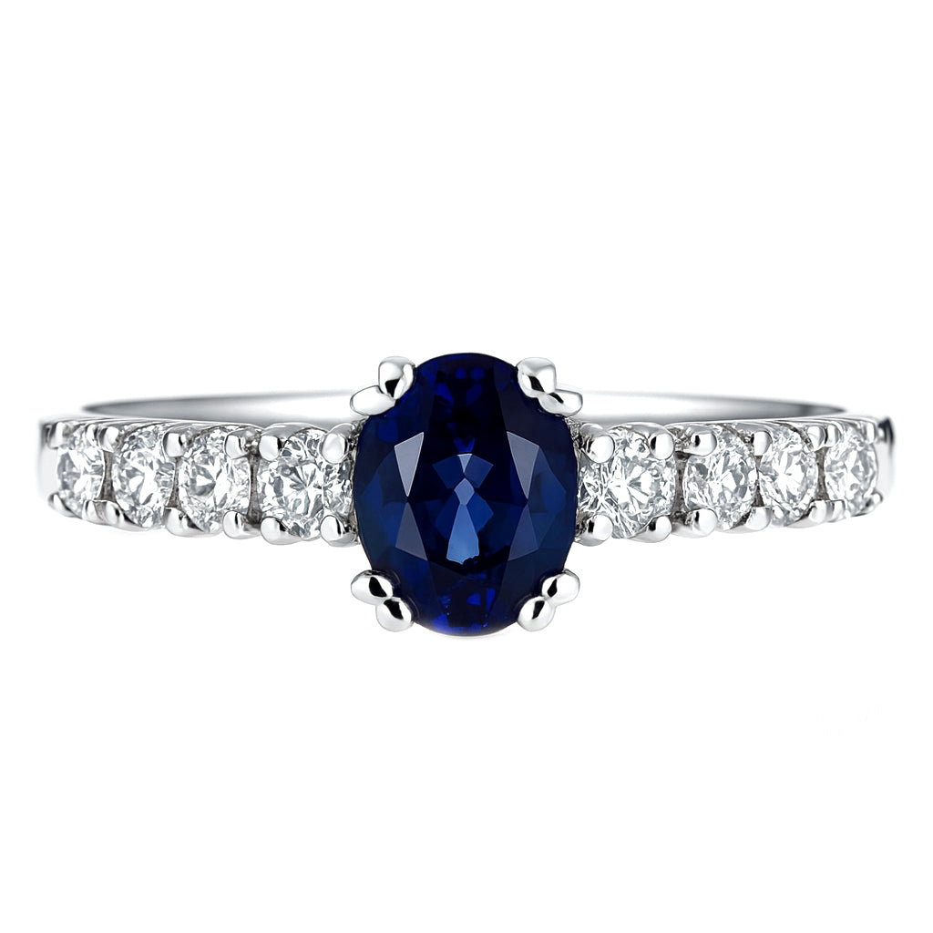 Anello - 18 carati Oro bianco - 1.53ct. tw. Zaffiro - Diamante