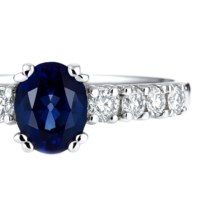 Anello - 18 carati Oro bianco - 1.53ct. tw. Zaffiro - Diamante