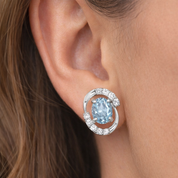 Orecchini - 18 carati Oro bianco - 0.83ct. tw. Acquamarina - Diamante