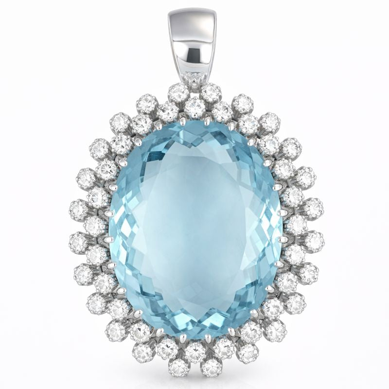 Ciondolo - 18 carati Oro bianco - 47.50ct. tw. Quarzo - Diamante