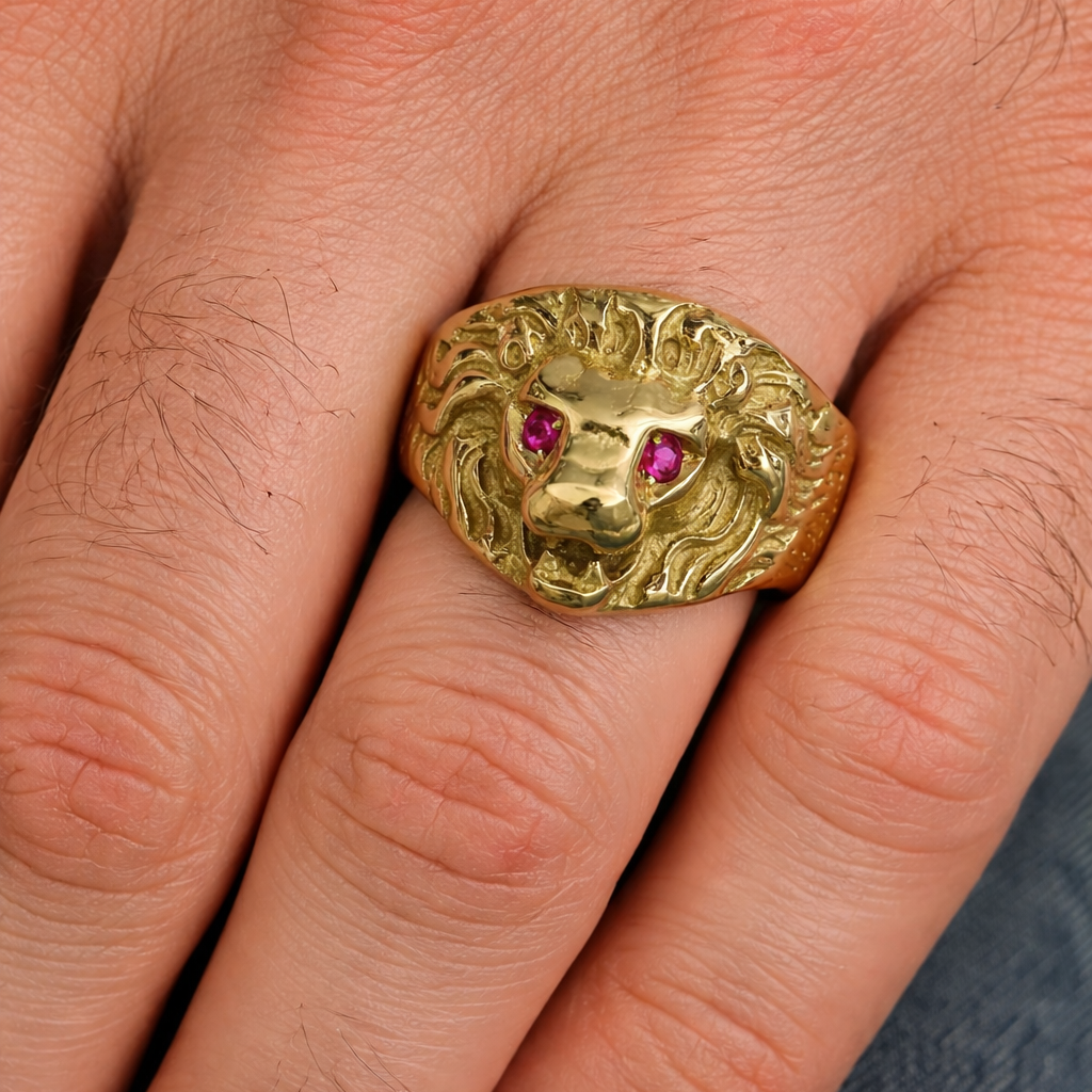 Anello in oro giallo 18 carati con due rubini