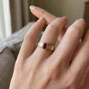 Anello - 18 carati Oro giallo - 0.60ct. tw. Rubino - Diamante