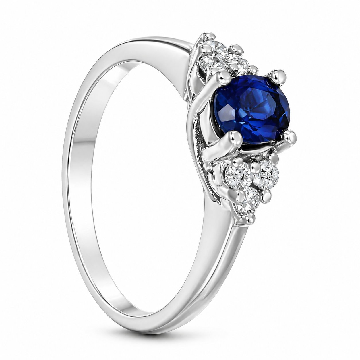 Anello - 18 carati Oro bianco - 1.01ct. tw. Zaffiro - Diamante