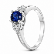 Anello - 18 carati Oro bianco - 1.01ct. tw. Zaffiro - Diamante