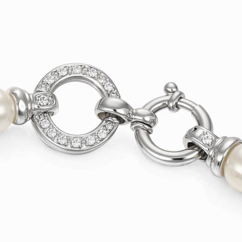 Collana - 18 carati Oro bianco - 0.18ct. tw. Diamante (Naturale) - Perla
