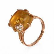 Anello - 18 carati Oro giallo - 8.12ct. tw. Topazio - Diamante