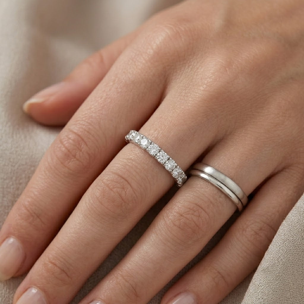 Anello - 18 carati Oro bianco - 1.02ct. tw. Diamante (Naturale) - Made in Italy - Handmade