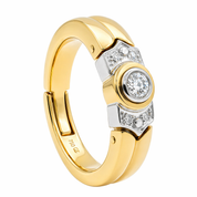 Anello - 18 carati Oro bianco, Oro giallo - 0.19ct. tw. Diamante (Naturale)