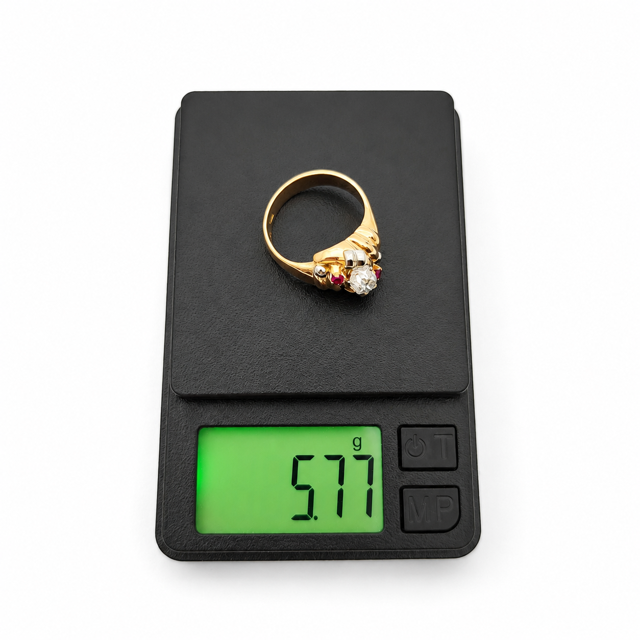 Anello - 18 carati Oro giallo, Oro bianco - 0.26ct. tw. Rubino - Diamante - Made in Italy - HandMade