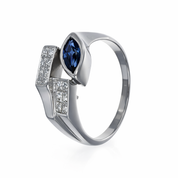 Anello - 18 carati Oro bianco - 0.64ct. tw. Zaffiro - Diamante
