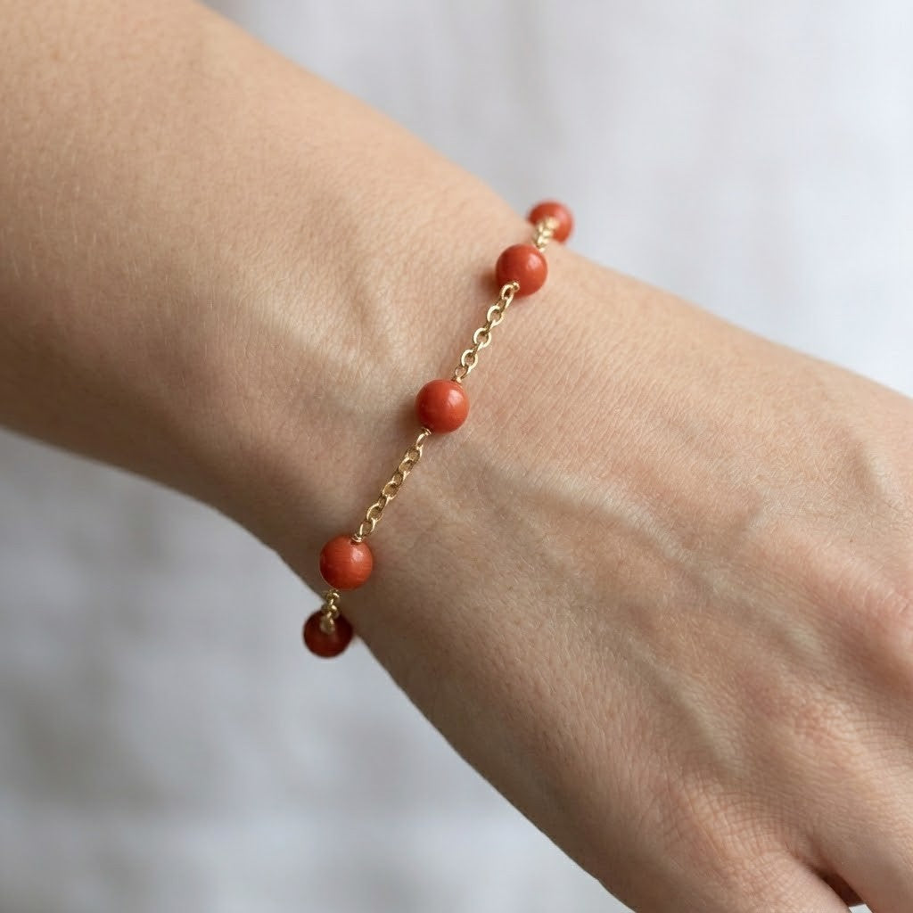 Bracciale - 18 carati Oro giallo Corallo